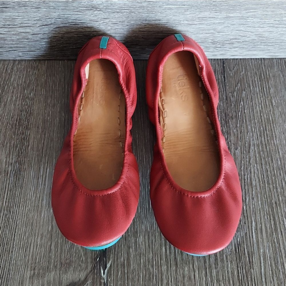 Tieks Cardinal Red Leather Ballet Ballerina Flats Shoes